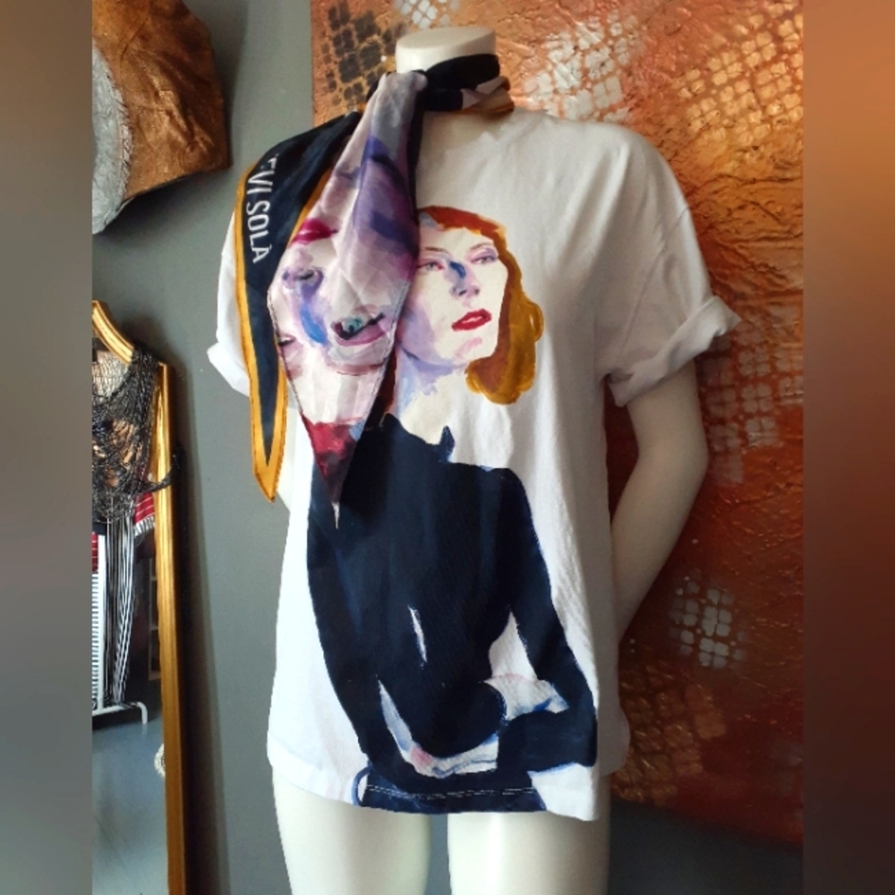 Zara White Tee with Artistic Print